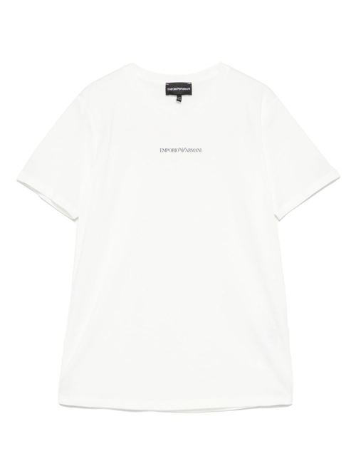 T-shirt bambino Emporio Armani bianca con logo EMPORIO ARMANI KIDS | EB000421AF15013M0135